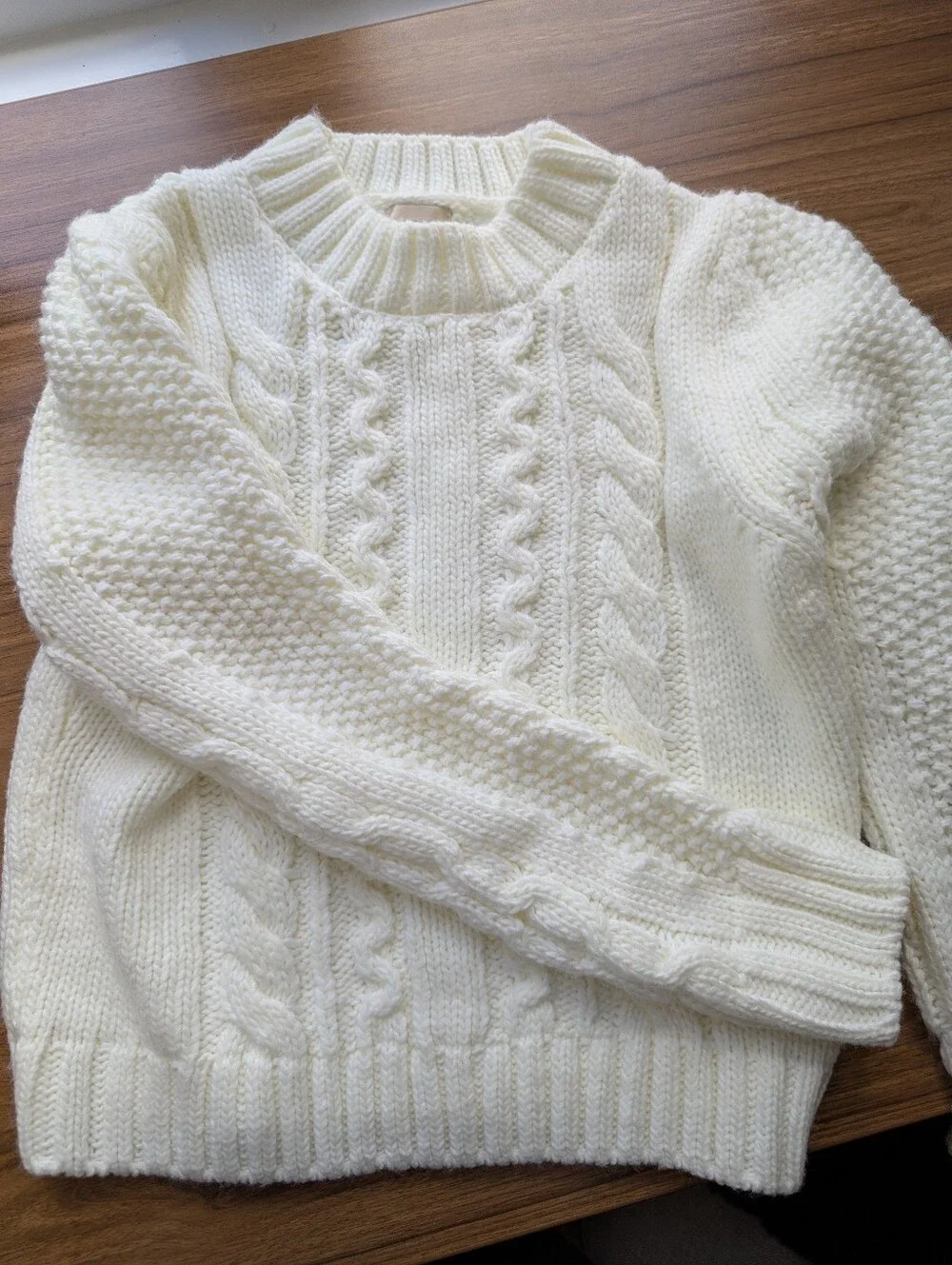 Elie. Tahari Cream Cable Sweater - Picture 3 of 7